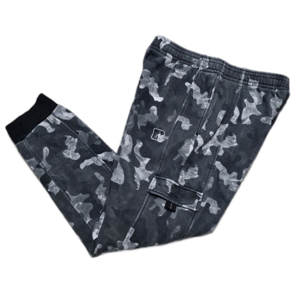 Vintage AND1 Pants Men L Gray Camo Cargo Jogger Sweatpants Y2K Logo Embroidered